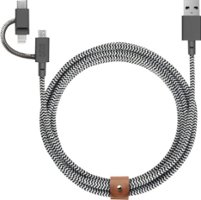 Native Union - 6.5' USB Type-A-to-Micro-USB/Lightning/USB Type-C Cable - Zebra - Front_Zoom