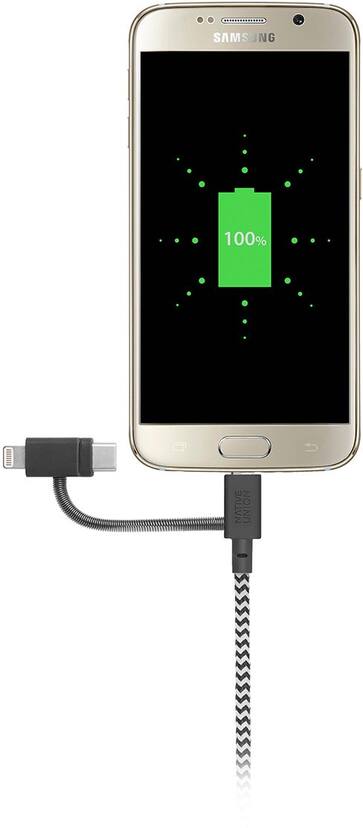 Native Union Belt Cable Duo - 2-in-1 5ft Durable Universal USB-C And Lightning Charging Cable (Zebra