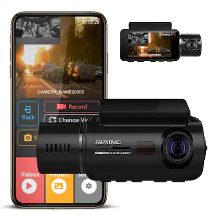 Front. Rexing - V3 Basic Front and Cabin Dash Cam with Wi-Fi.