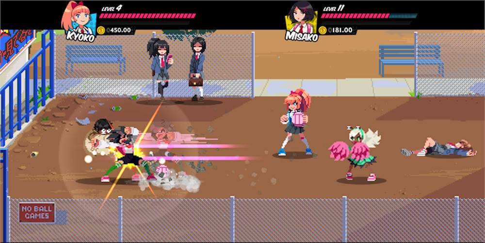 In the image, there are several people playing a video game, likely a fighting game, as they are using various weapons such as baseball bats and knives. The scene takes place in a dirt field, with a bench visible in the background. The game is being played on a TV, which is located on the left side of the image.

There are a total of six people in the scene, with some of them actively engaged in the game, while others are watching or waiting for their turn. The TV screen displays the game's progress, showing the players' scores and possibly other game-related information. The overall atmosphere of the image suggests a fun and competitive gaming session among friends or teammates.