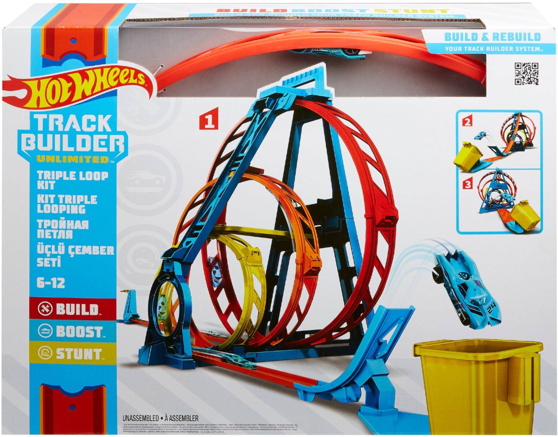 Alt View 11. Hot Wheels - Track Builder Triple Loop Kit - Blue/Orange.