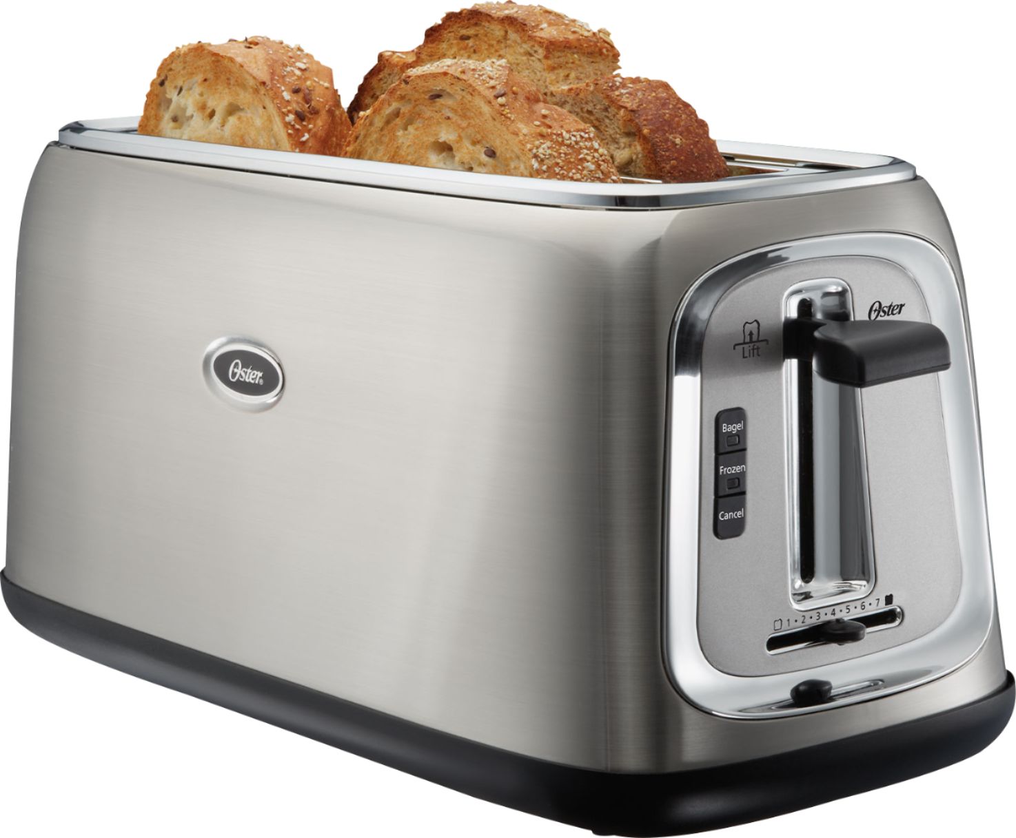 Best Buy: Oster 4-Slice Wide-Slot Toaster Stainless Steel TSSTTRJB30 Oster 4 Slice Stainless Steel Toaster