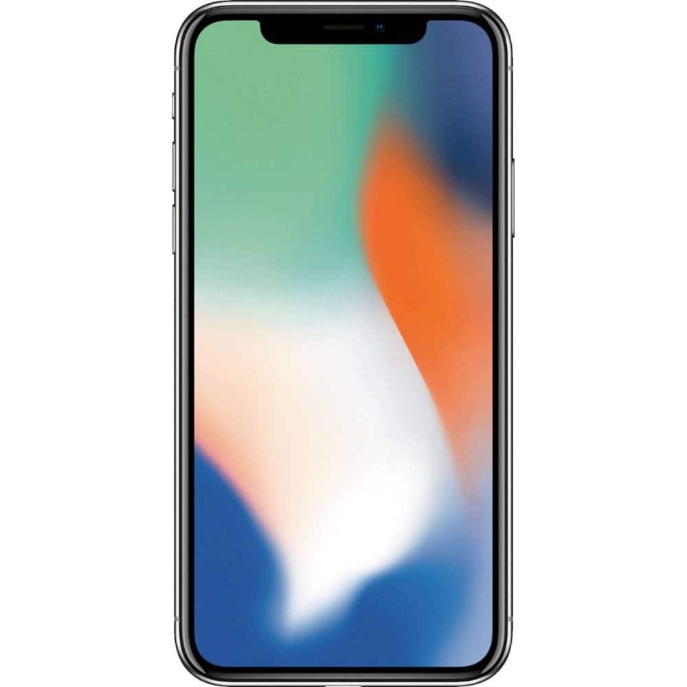 Front. Apple - Pre-Owned iPhone X 256GB (Unlocked) - Silver.