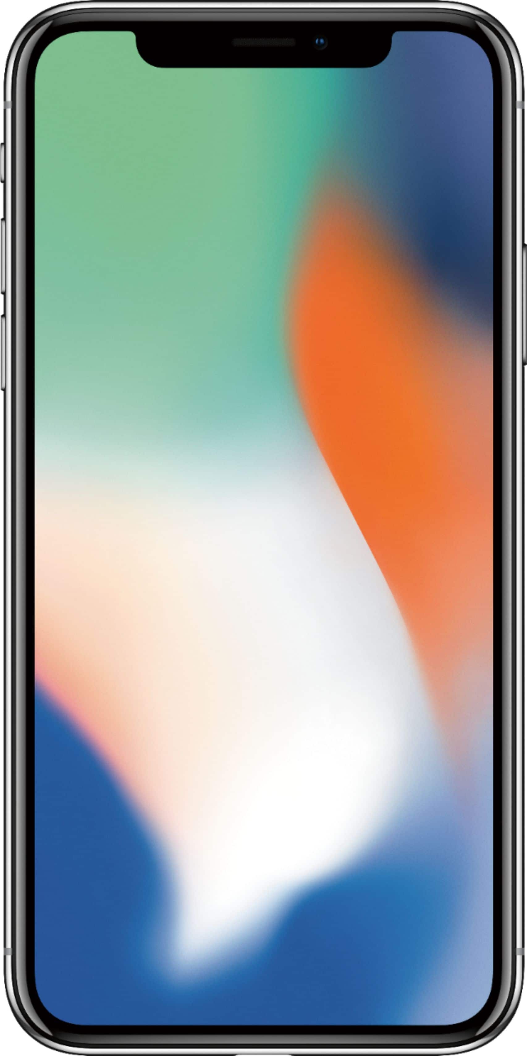 Front. Apple - Pre-Owned iPhone X 64GB (Unlocked) - Silver.