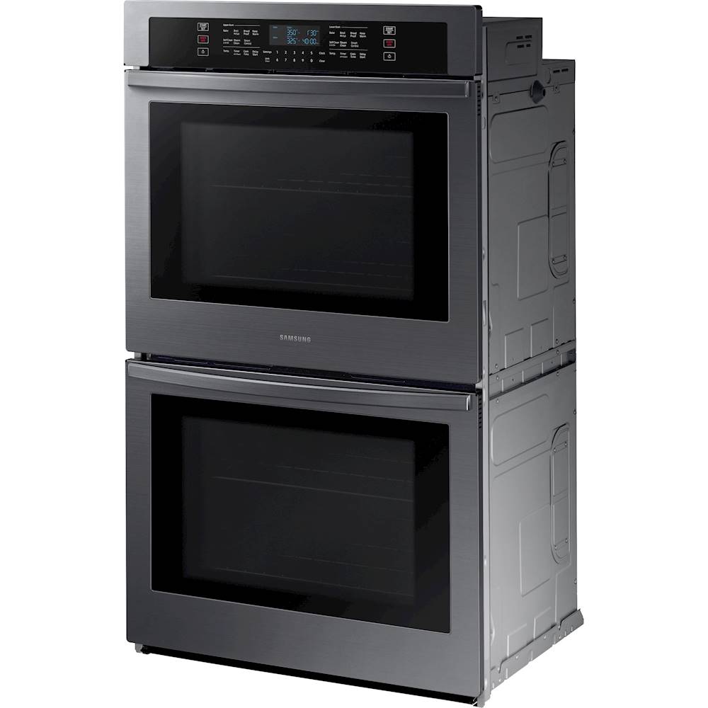 Left View: Samsung - 30" Built-In Double Wall Oven with WiFi - Black Stainless Steel