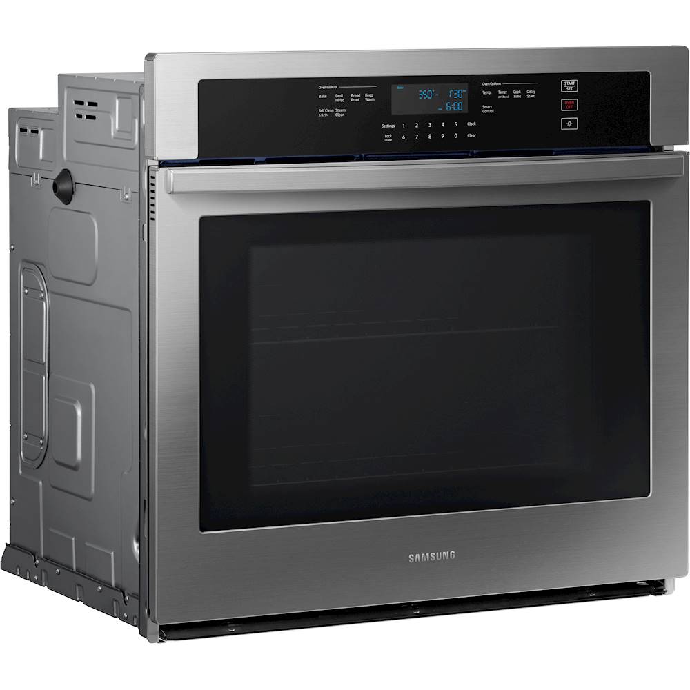 Angle View: Samsung - 30" Built-In Single Wall Oven with WiFi - Stainless Steel