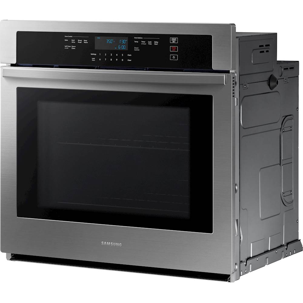 Left View: Samsung - 30" Built-In Single Wall Oven with WiFi - Stainless Steel