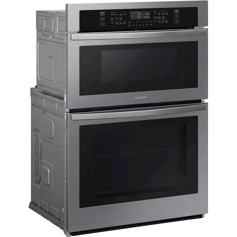 Angle. Samsung - 30" Microwave Combination Wall Oven with WiFi - Stainless Steel.