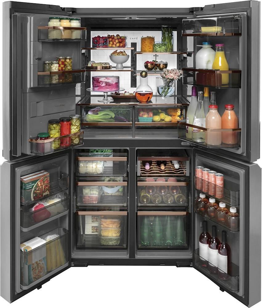 Alt View 13. Café - 27.4 Cu. Ft. Smart Quad-Door Refrigerator - Platinum Glass.