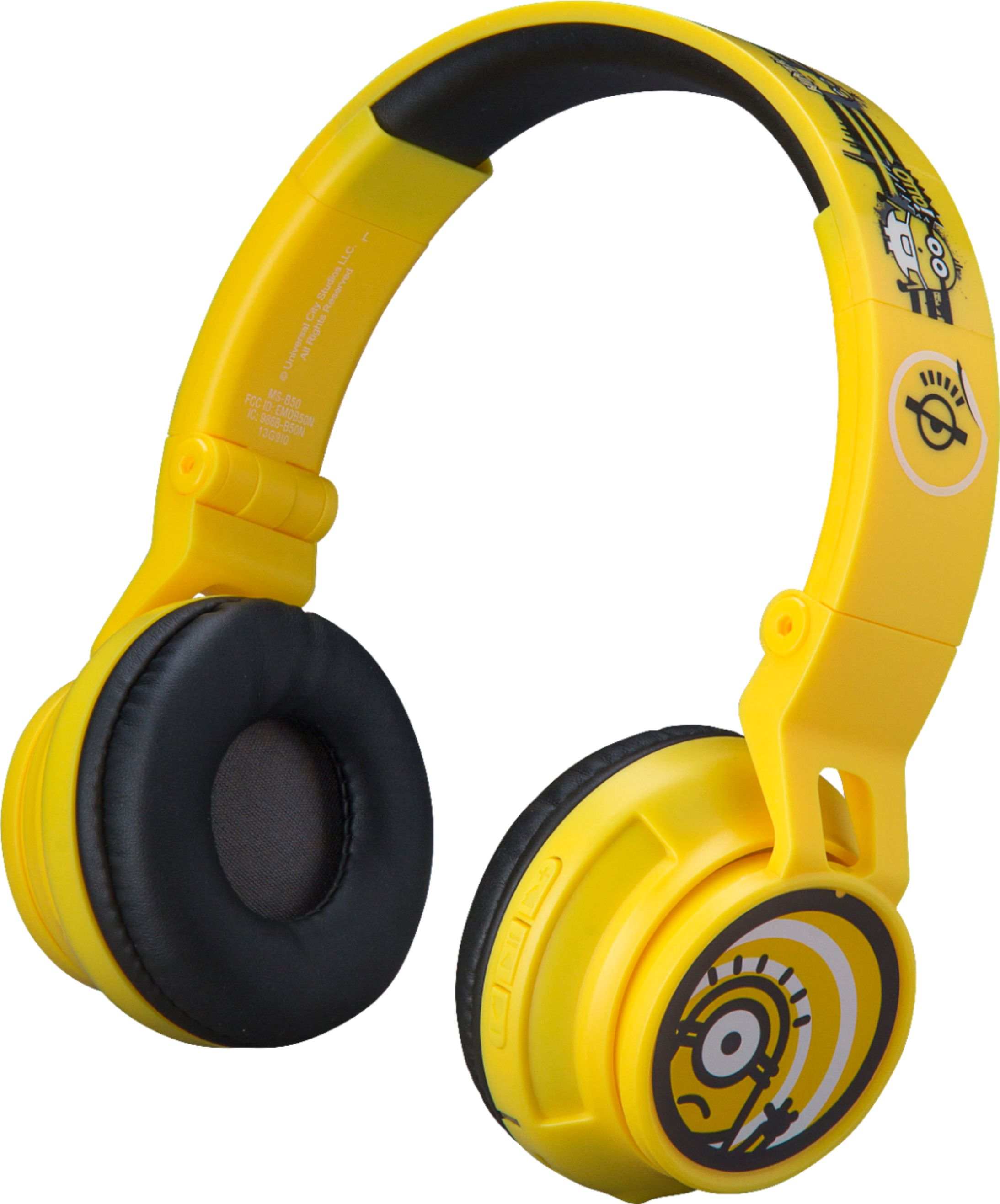 Left View: eKids - Minions 2 Wireless Over-the-Ear Headphones - Yellow/Black
