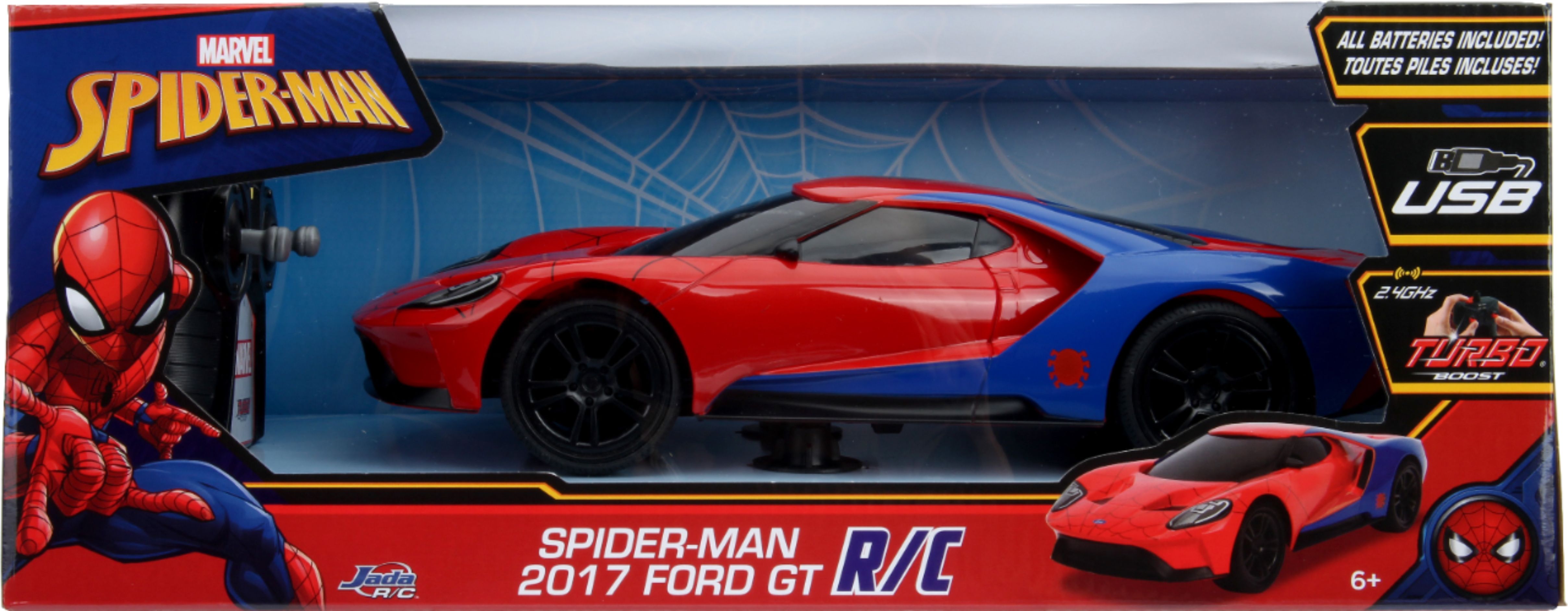 Coche Teledirigido JADA Spiderman 2017 Ford GT (Edad Minima: 6 - Alcance:  25 m - Velocidad Máxima: 9 Km/h)