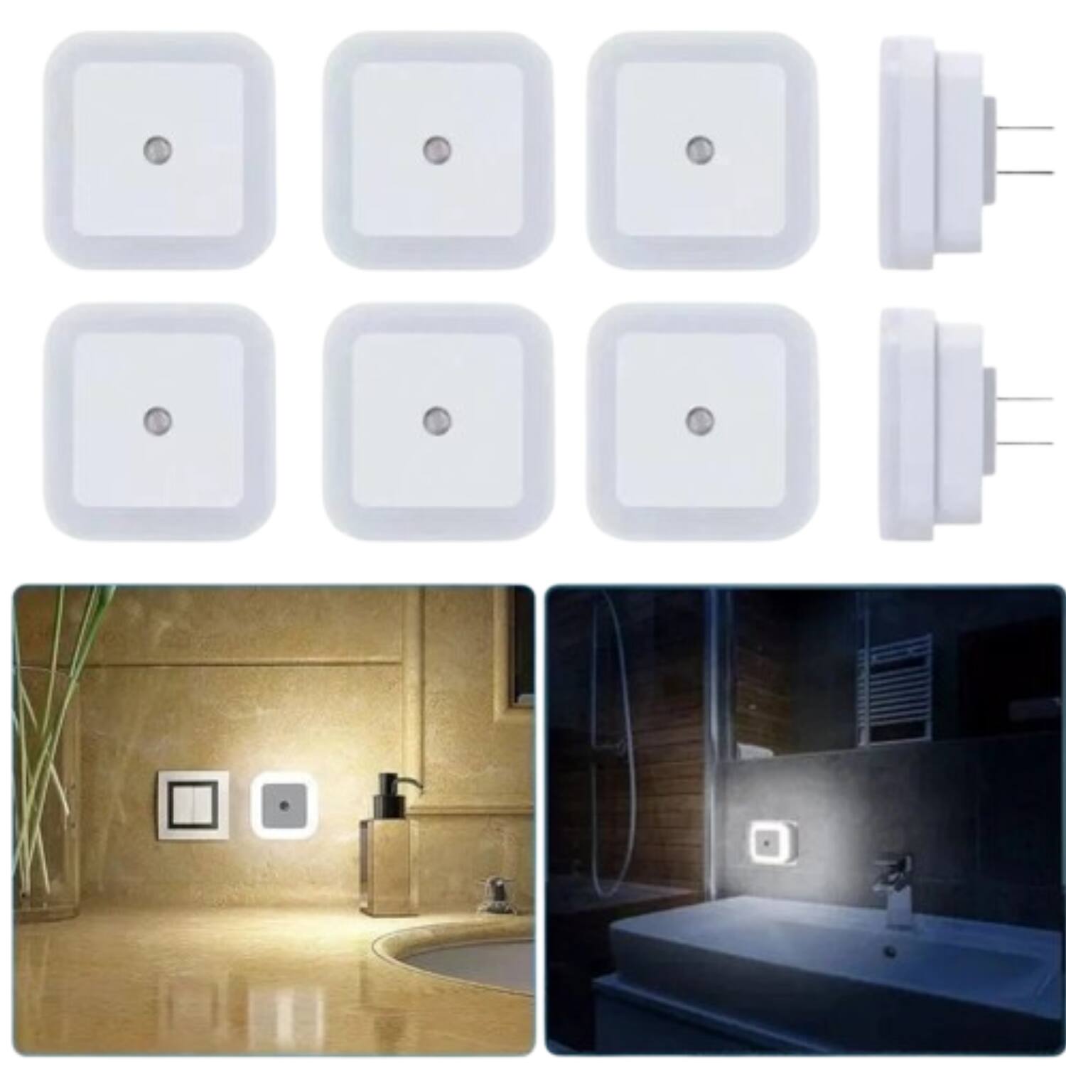 Angle. Stock Preferred - 6-Pack Plug-in LED Night Lights with Dusk to Dawn Sensor.