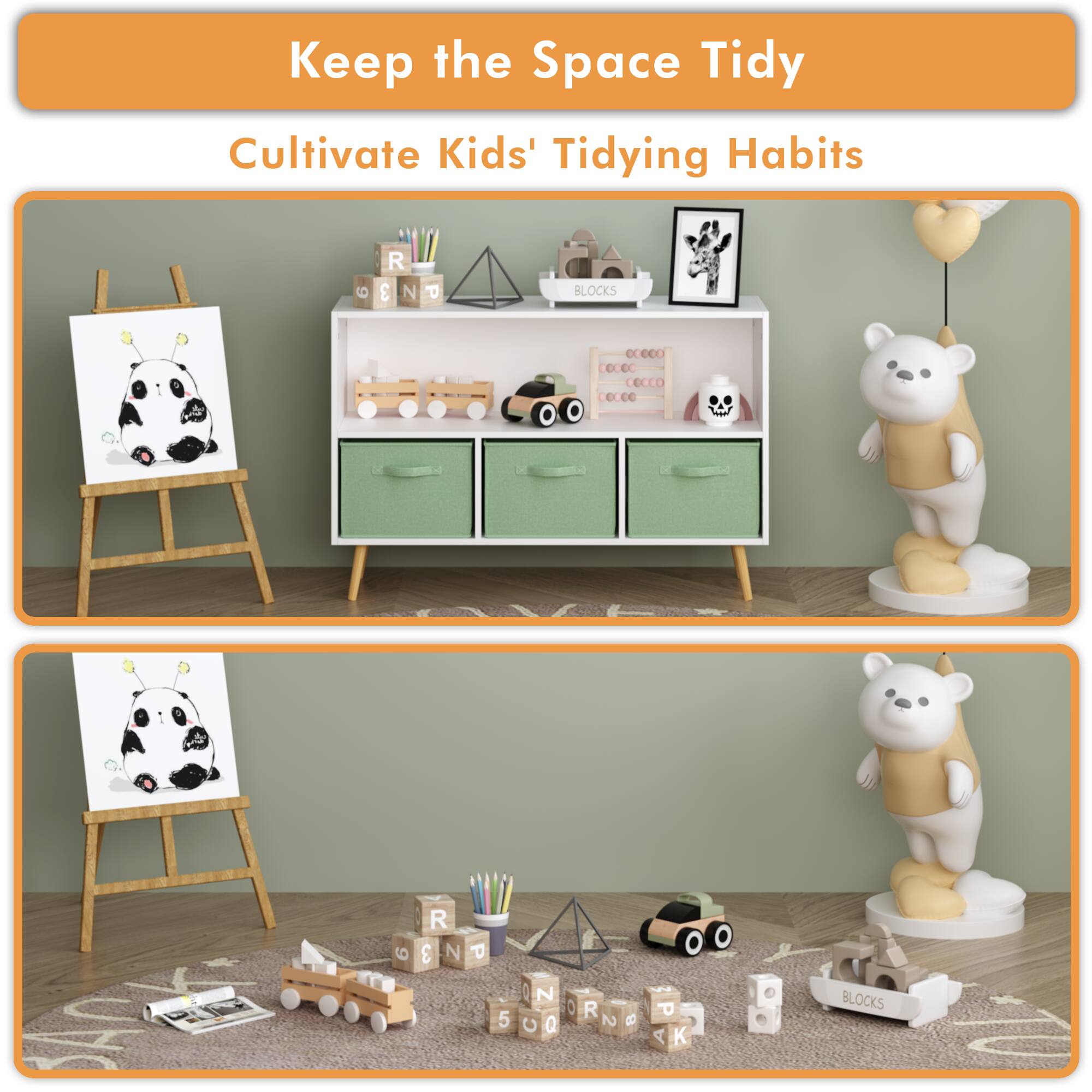 Keep the Space Tidy  
Cultivate Kids' Tidying Habits

6  
R 3 N  
P  
BLOCKS  
00000 0000 COCCO 0000

9  
R 3 N  
P  
5  
N C Q  
0 R 2  
8  
W P A K  
BLOCKS