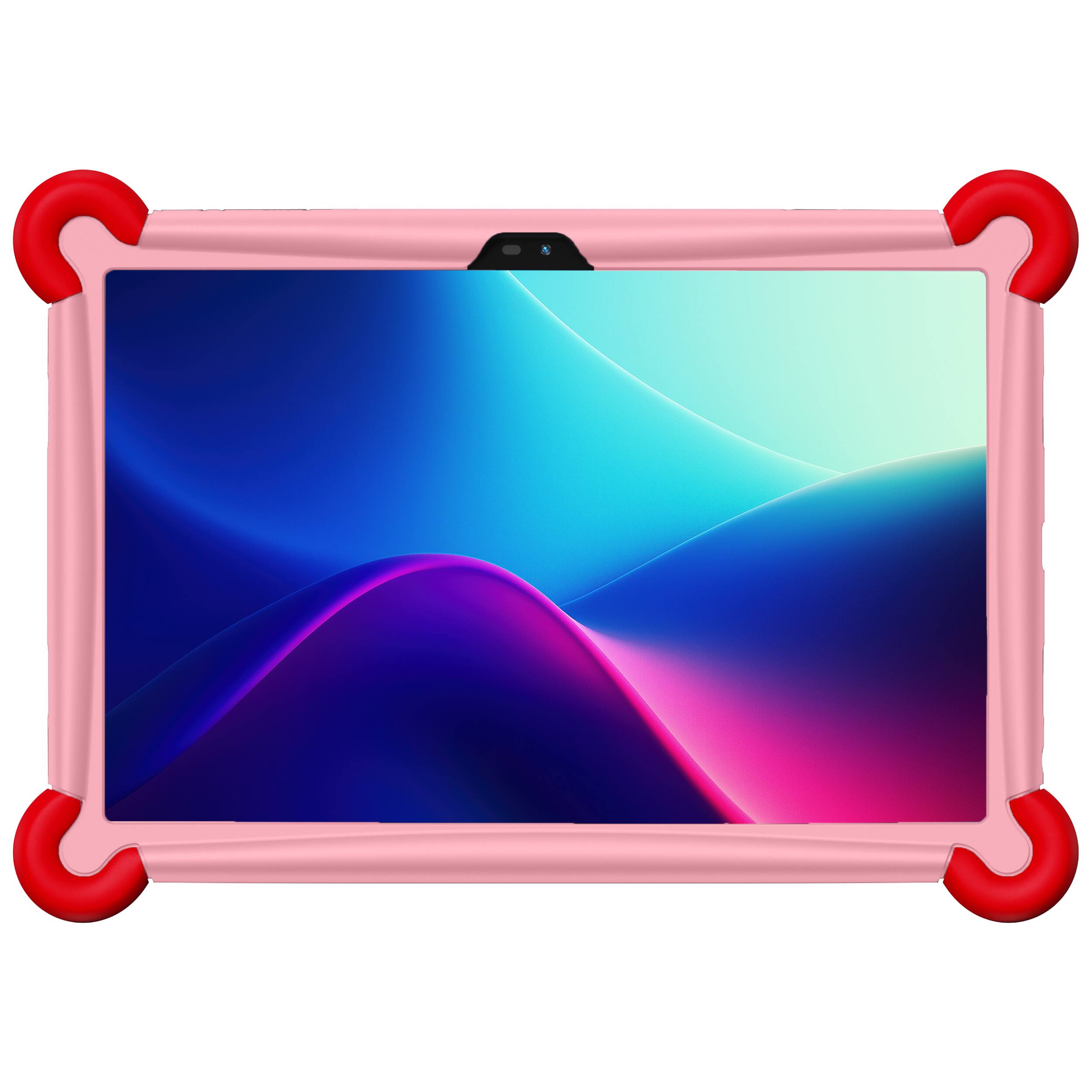 Angle. Visual Land - 11" FHD 128GB Tablet - Hybrid Adult/Kids - MediaTek G99 Octa-Core - Android 15 - Google Kids Space - w/ Bumper Case - Rose Gold.