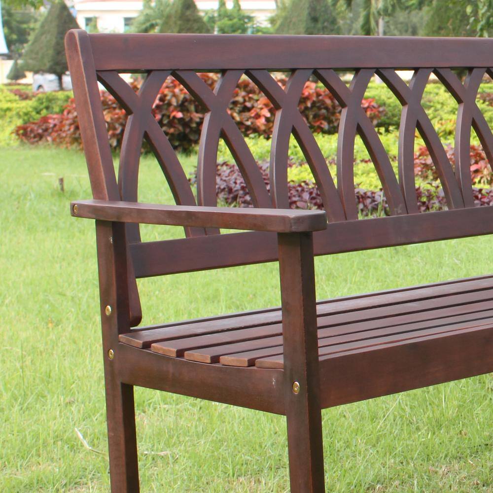 Alt View 1. Northbeam - Criss Cross Garden Bench - Brown.