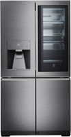 LG - SIGNATURE 30.8 Cu. Ft. French Door-in-Door Smart Refrigerator with InstaView - Textured Steel - Front_Zoom
