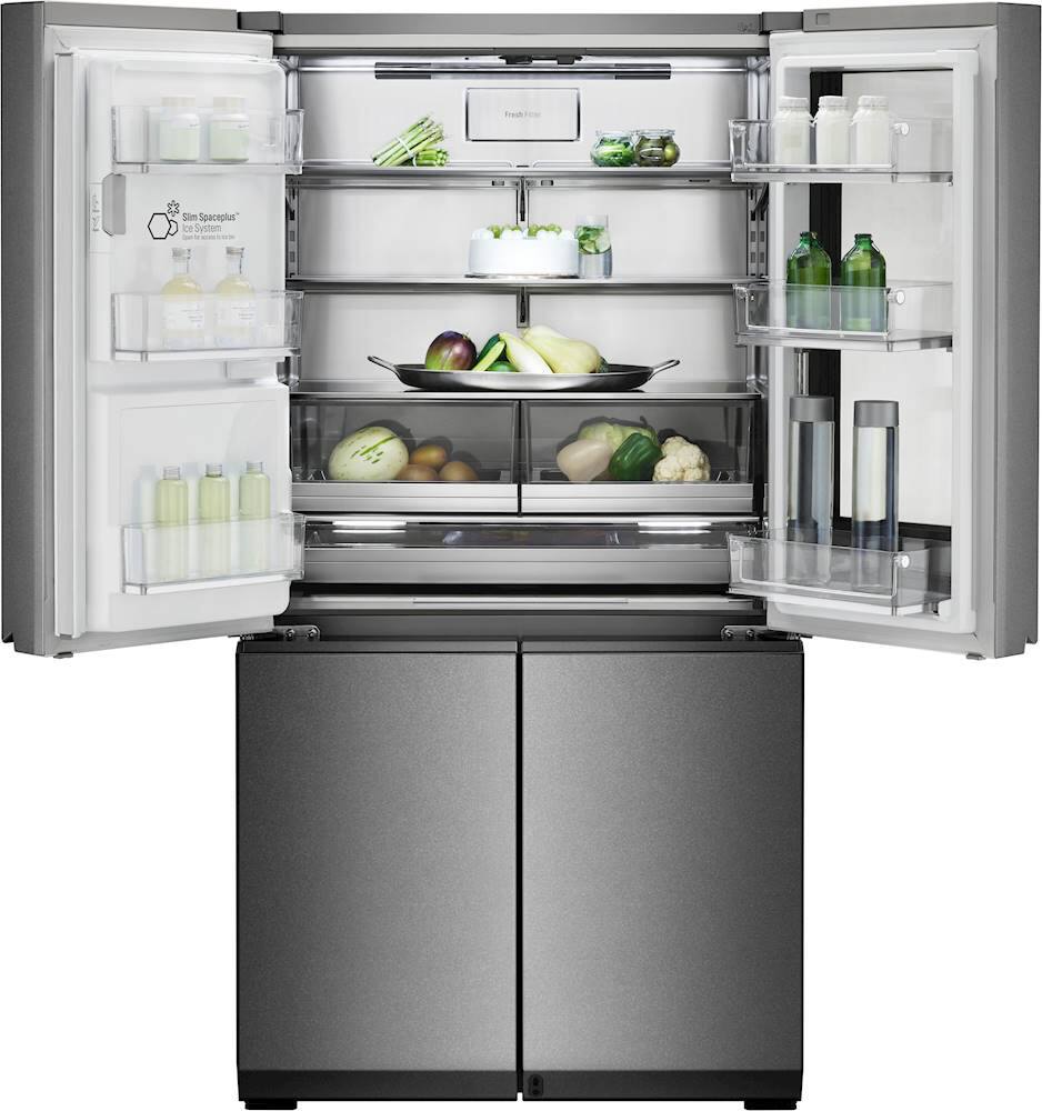 Alt View 1. LG - SIGNATURE 30.8 Cu. Ft. French Door-in-Door Smart Refrigerator with InstaView - Textured Steel.
