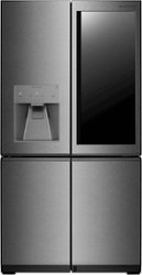 LG - SIGNATURE 22.8 Cu. Ft. French Door-in-Door Counter-Depth Smart Refrigerator with InstaView - Textured Steel - Front_Zoom