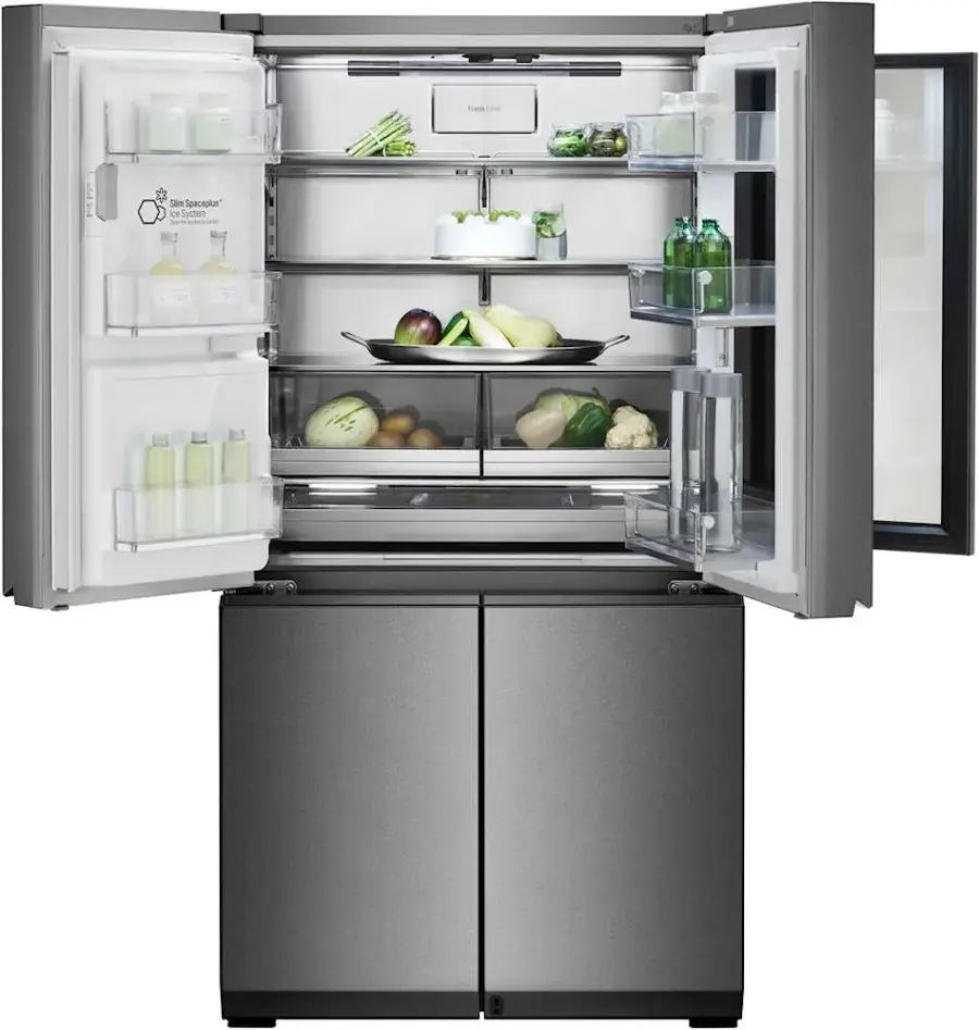 Alt View 18. LG - SIGNATURE 22.8 Cu. Ft. French Door-in-Door Counter-Depth Smart Refrigerator with InstaView - Textured Steel.
