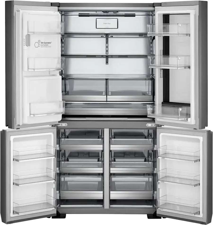 Alt View 19. LG - SIGNATURE 22.8 Cu. Ft. French Door-in-Door Counter-Depth Smart Refrigerator with InstaView - Textured Steel.