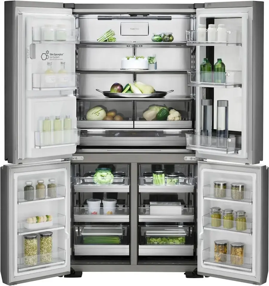 Alt View 20. LG - SIGNATURE 22.8 Cu. Ft. French Door-in-Door Counter-Depth Smart Refrigerator with InstaView - Textured Steel.