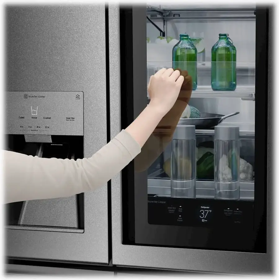 Alt View 31. LG - SIGNATURE 22.8 Cu. Ft. French Door-in-Door Counter-Depth Smart Refrigerator with InstaView - Textured Steel.