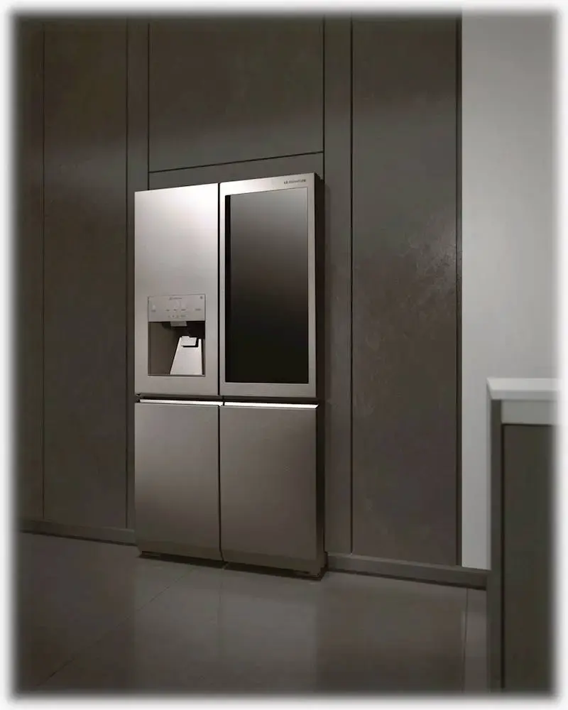 Alt View 37. LG - SIGNATURE 22.8 Cu. Ft. French Door-in-Door Counter-Depth Smart Refrigerator with InstaView - Textured Steel.