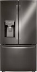 Front. LG - 23.5 Cu. Ft. French Door Counter-Depth Smart Refrigerator with Craft Ice - Black Stainless Steel.