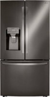 LG - 23.5 Cu. Ft. French Door Counter-Depth Refrigerator with Craft Ice - Black stainless steel - Front_Zoom