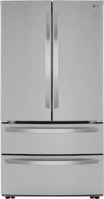 LG - 26.9 Cu. Ft. 4-Door French Door Refrigerator with Internal Water Dispenser and Icemaker - PrintProof Stainless Steel - Front_Standard