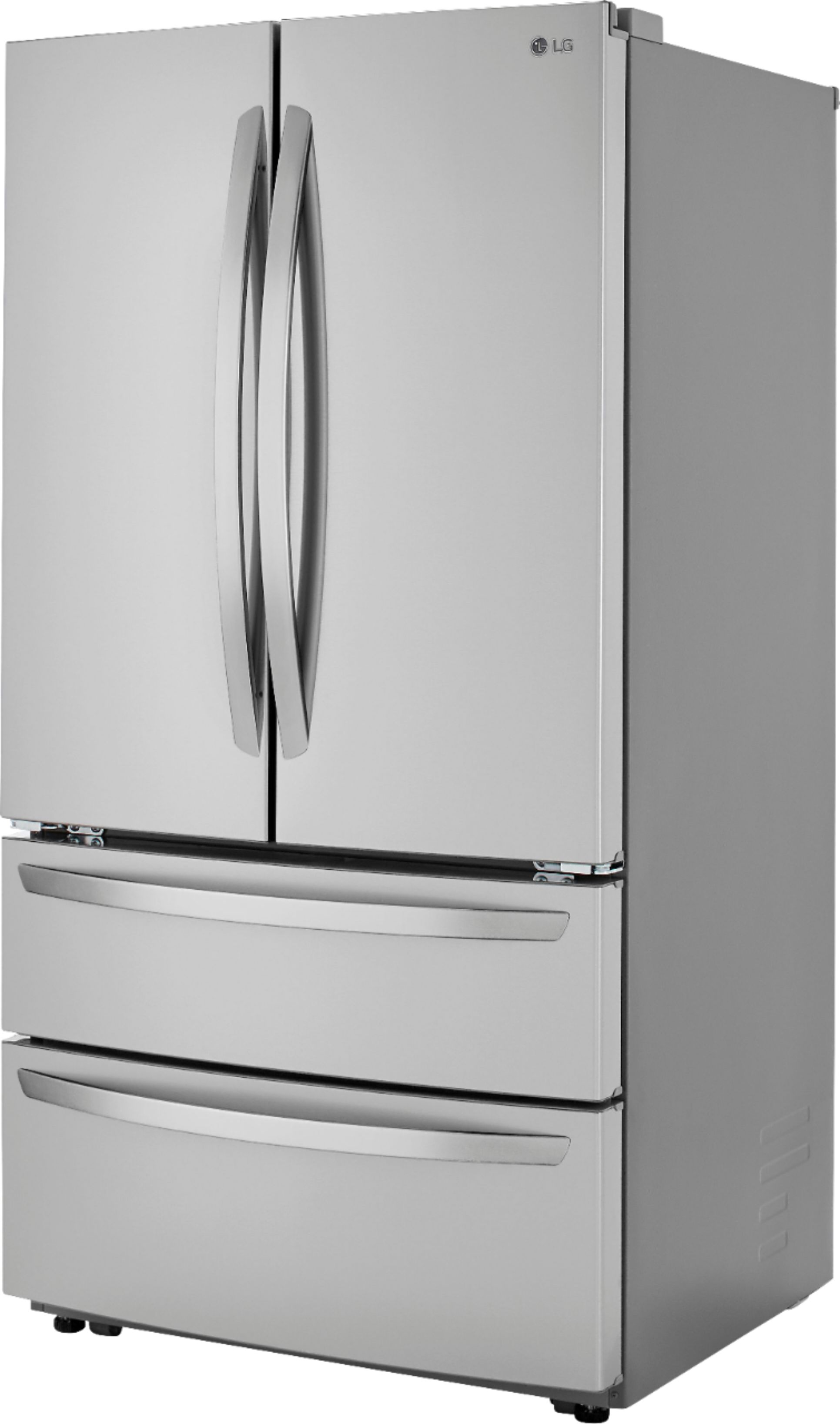 Left View: LG - 26.9 Cu. Ft. 4-Door French Door Refrigerator with Internal Water Dispenser and Icemaker - Stainless steel
