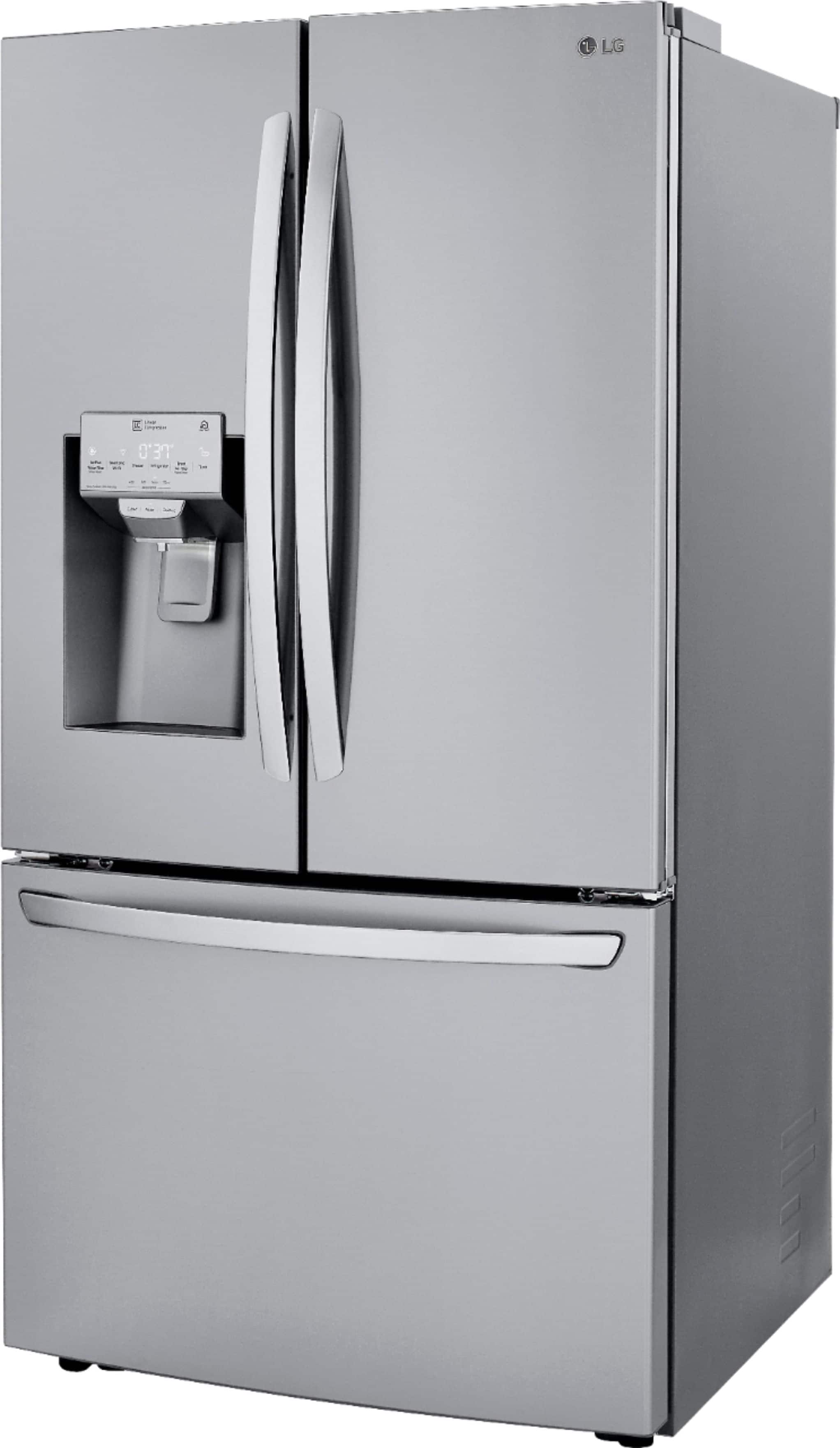 Left. LG - 23.5 Cu. Ft. French Door Counter-Depth Smart Refrigerator with Craft Ice - Stainless Steel.