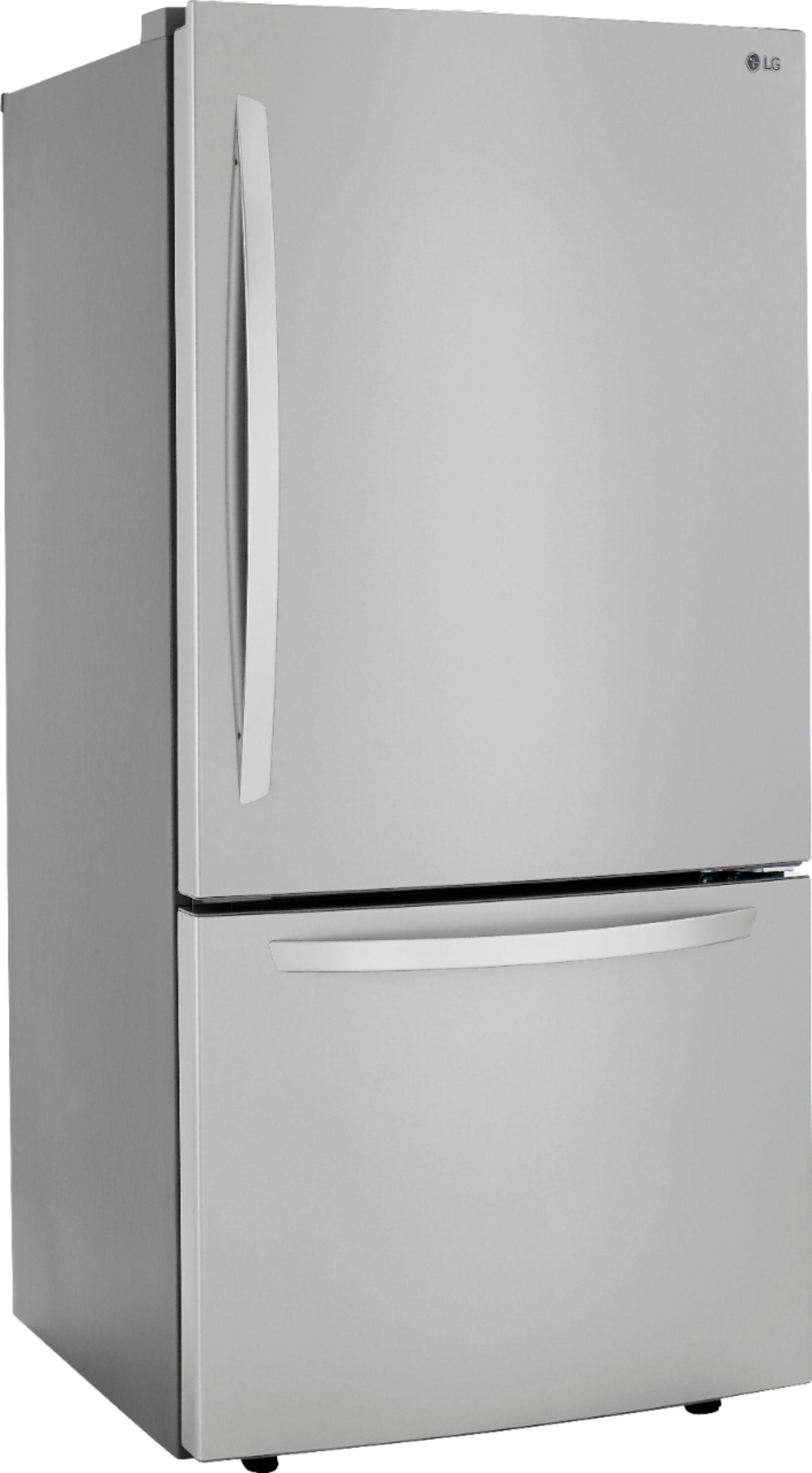 Angle View: LG - 25.5 Cu. Ft. Bottom-Freezer Refrigerator with Ice Maker - Stainless Steel