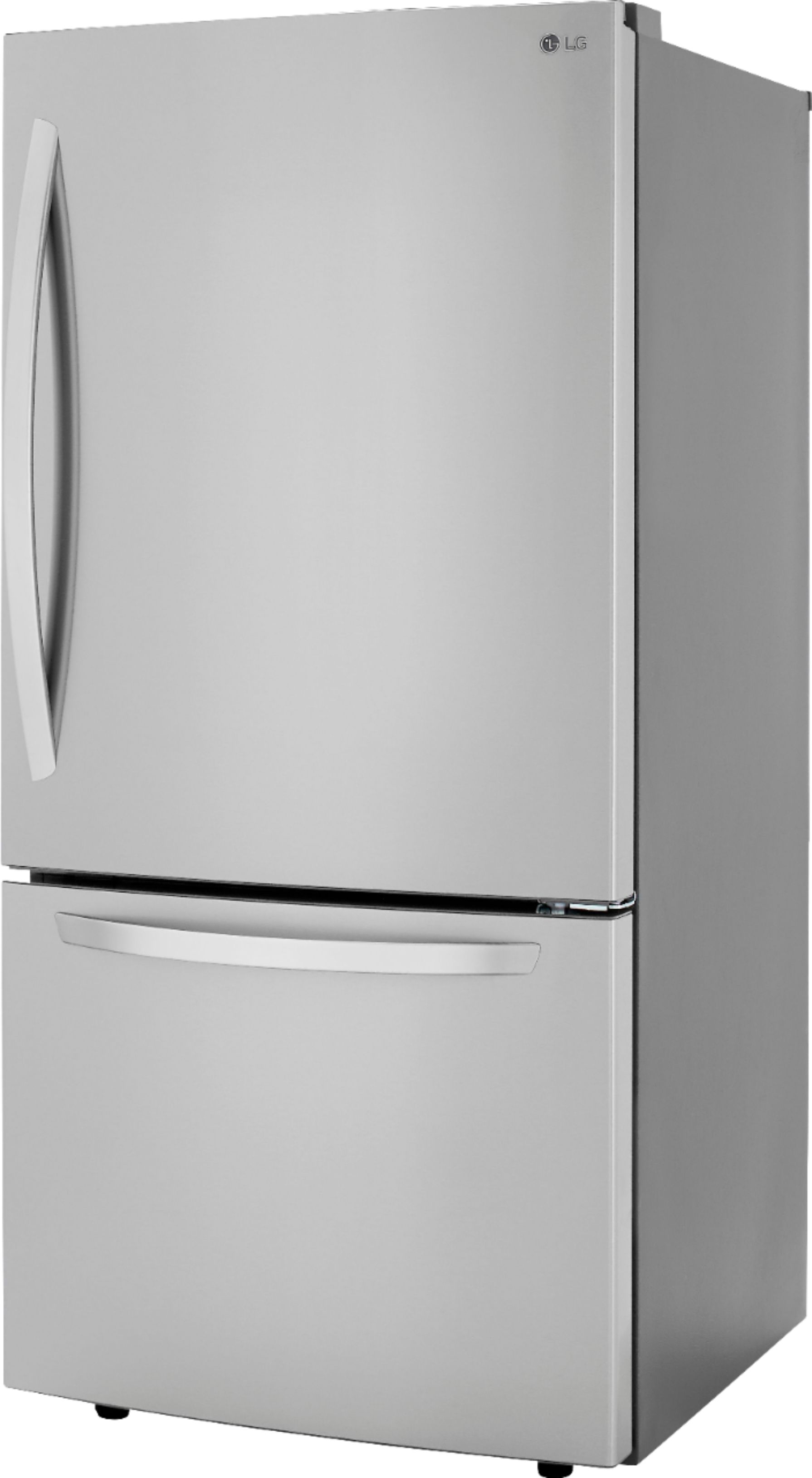 Left View: LG - 25.5 Cu. Ft. Bottom-Freezer Refrigerator with Ice Maker - Stainless Steel