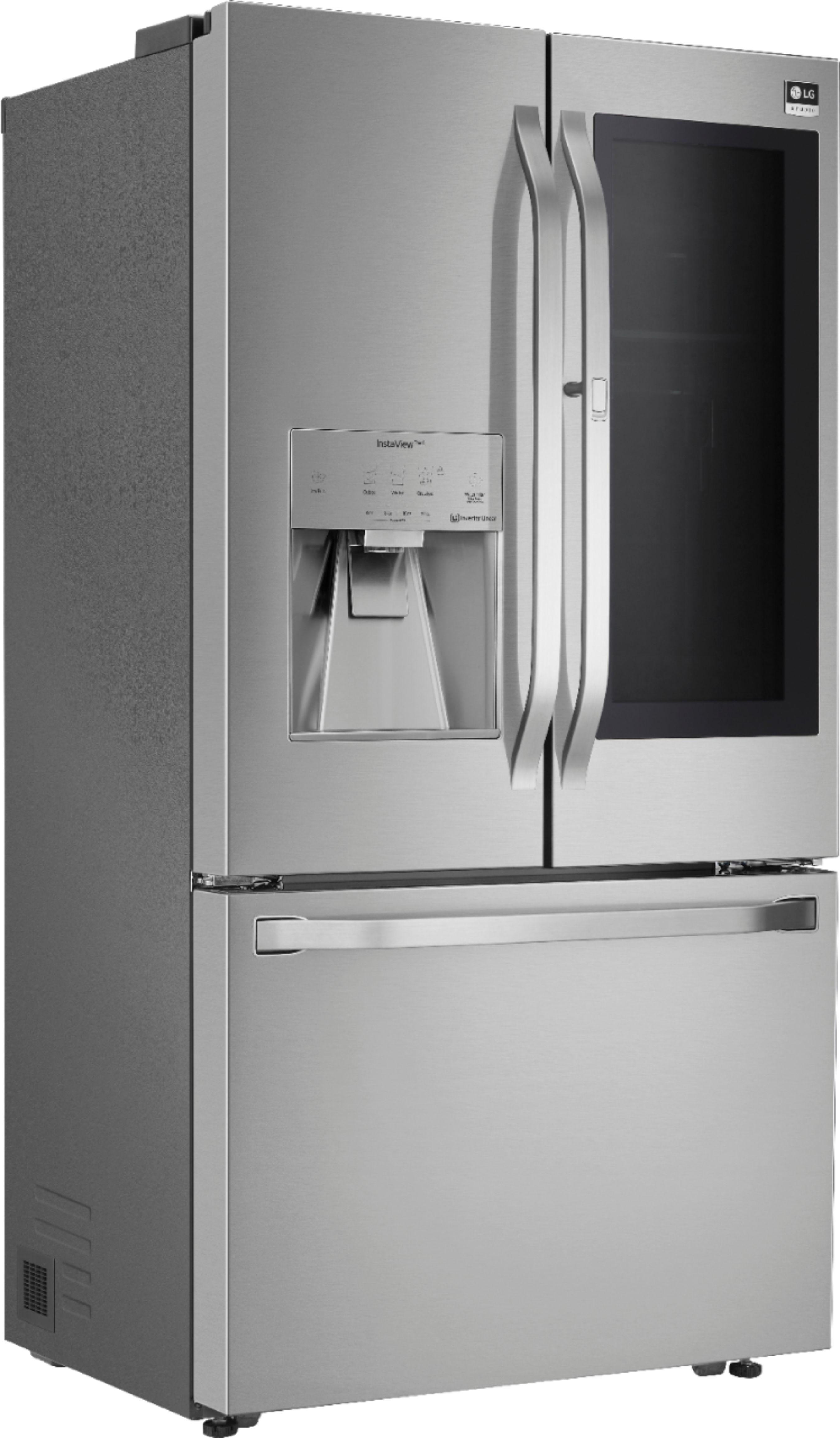 Angle View: LG - STUDIO 23.5 Cu. Ft. French InstaView Door-in-Door Counter-Depth Refrigerator with Craft Ice - Stainless Steel