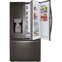 LG - 23.5 Cu. Ft. French Door-in-Door Counter-Depth Refrigerator with Craft Ice - Black stainless steel - Front_Zoom