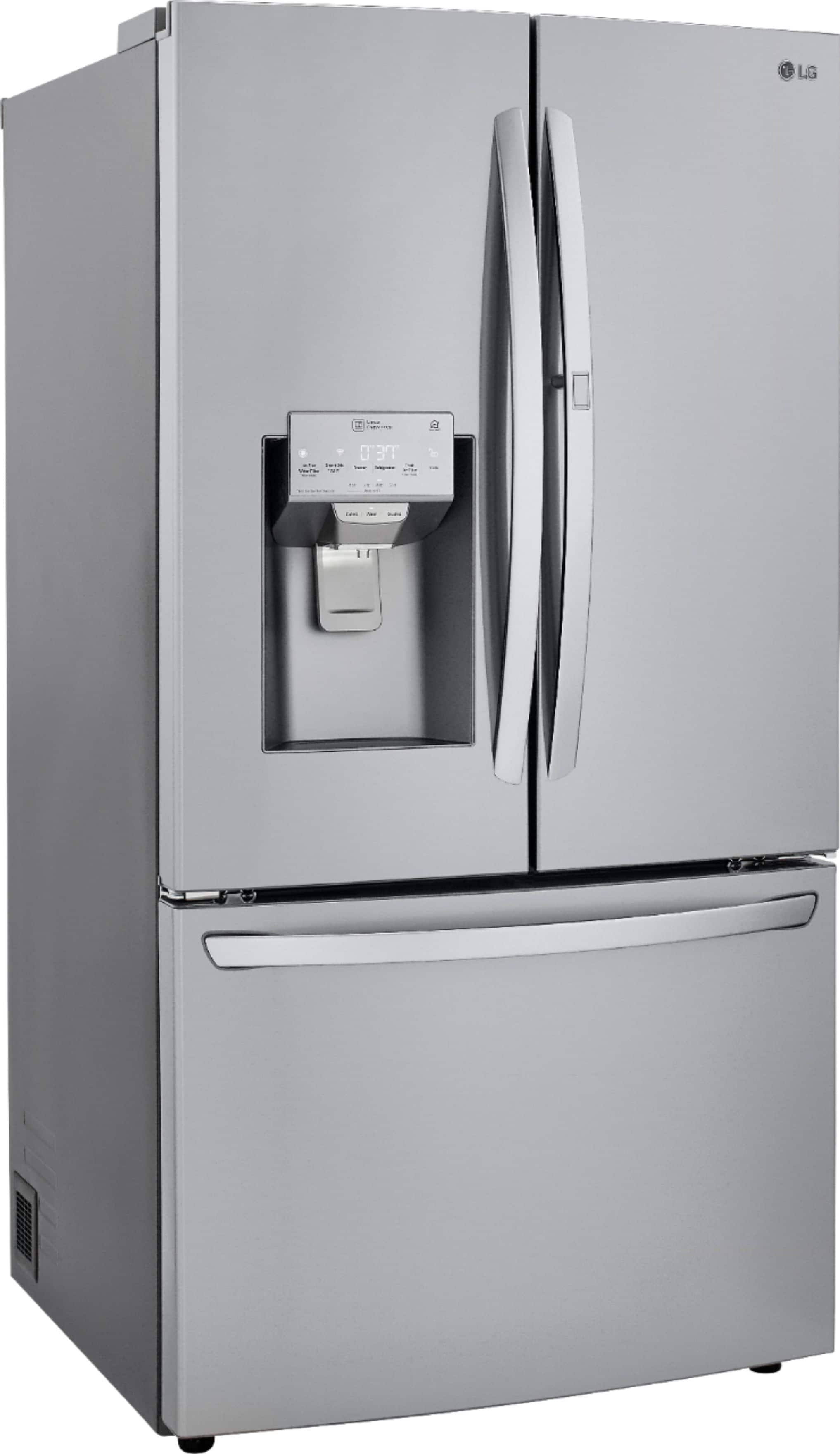 Angle. LG - 23.5 Cu. Ft. French Door-in-Door Counter-Depth Smart Refrigerator with Craft Ice - Stainless Steel.