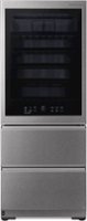 LG - SIGNATURE 65-Bottle Wine Refrigerator with InstaView - Textured Steel - Front_Zoom