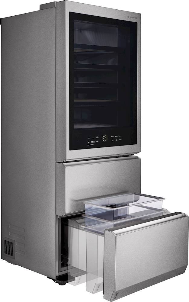 Alt View 12. LG - SIGNATURE 65-Bottle Wine Refrigerator with InstaView - Textured Steel.
