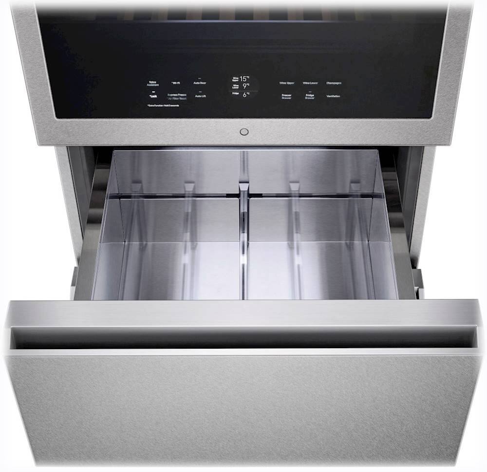 Alt View 16. LG - SIGNATURE 65-Bottle Wine Refrigerator with InstaView - Textured Steel.