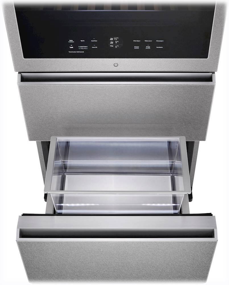 Alt View 17. LG - SIGNATURE 65-Bottle Wine Refrigerator with InstaView - Textured Steel.