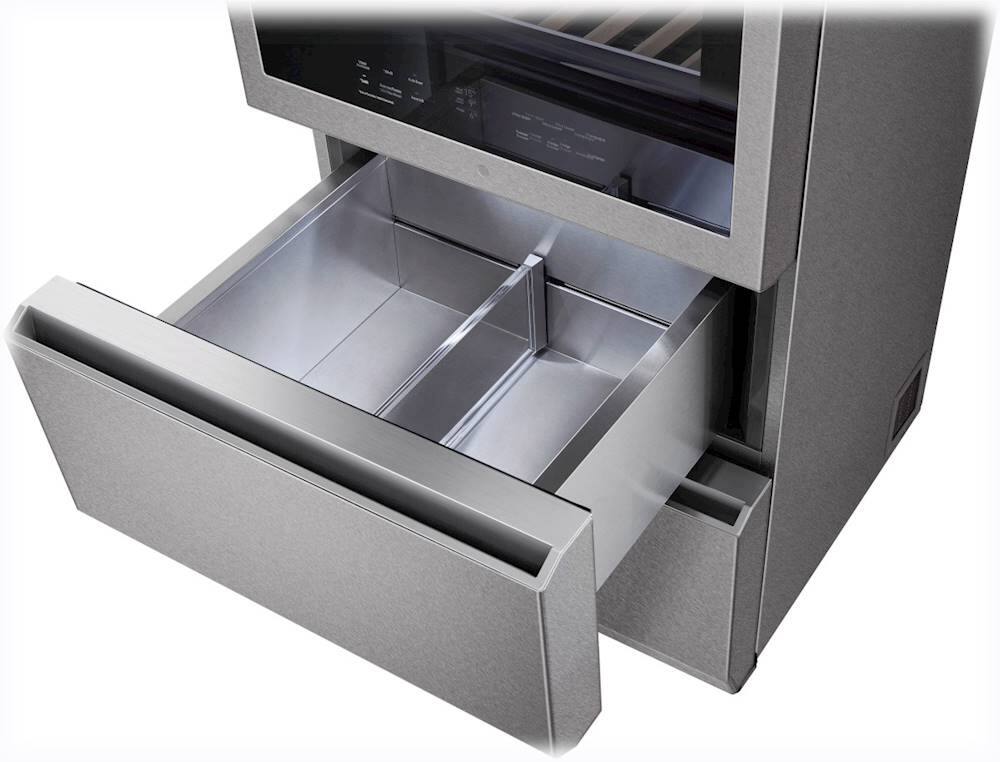 Alt View 18. LG - SIGNATURE 65-Bottle Wine Refrigerator with InstaView - Textured Steel.