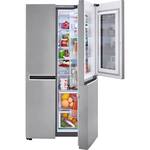 LG - 26.8 Cu. Ft. Side-by-Side InstaView Door-in-Door Refrigerator with Ice Maker - Platinum Silver - Front_Standard