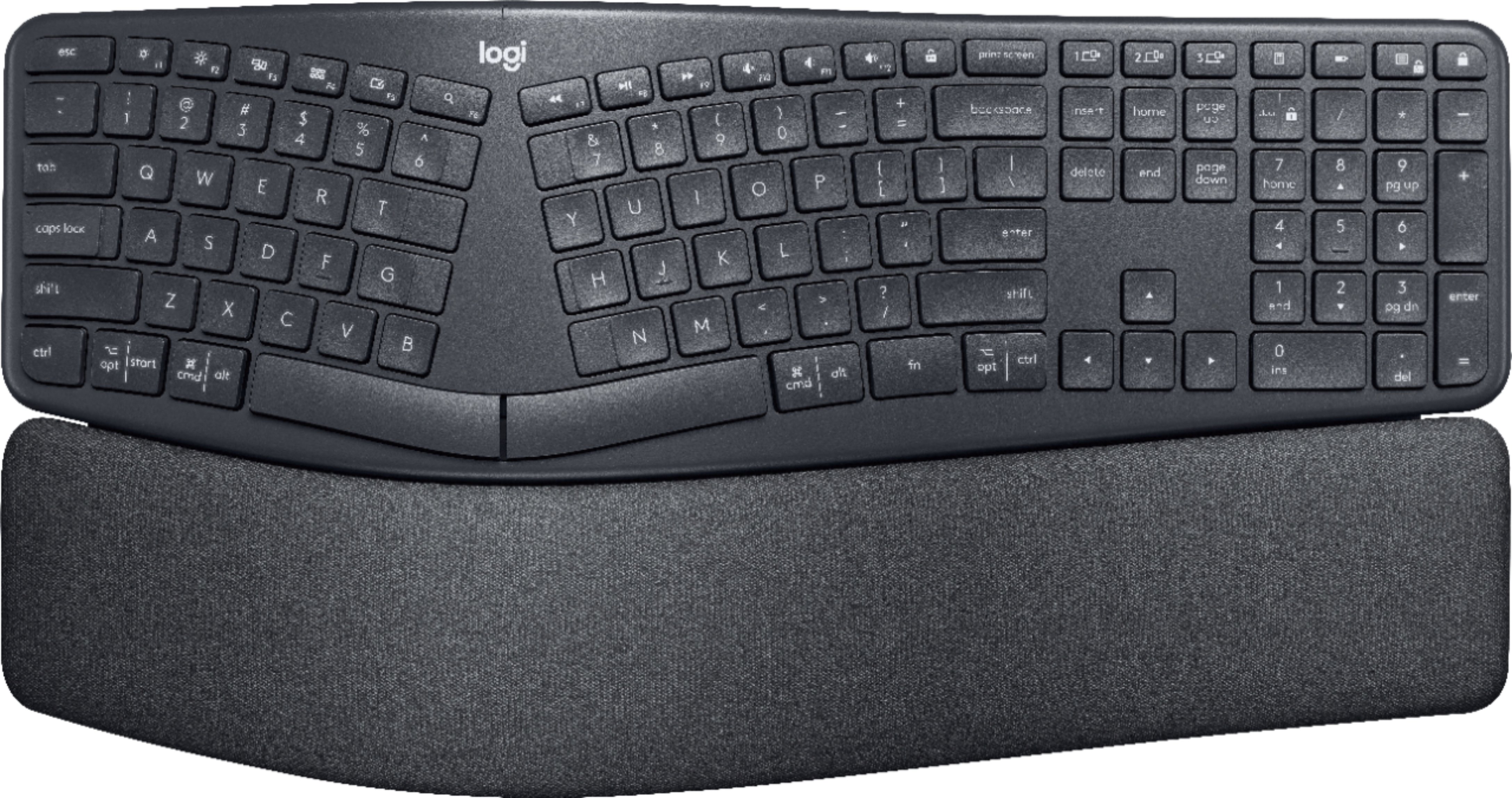 Logitech - ERGO K860 Ergonomic Full-size Wireless Scissor Keyboard for Windows and Mac with Palm Rest - Black