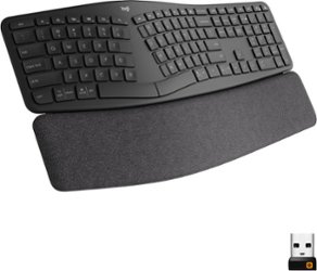 Logitech - ERGO K860 Ergonomic Full-size Wireless Scissor Keyboard for Windows and Mac with Palm Rest - Black - Front_Zoom
