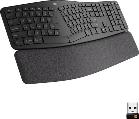 Front Zoom. Logitech - ERGO K860 Ergonomic Full-size Wireless Scissor Keyboard for Windows and Mac with Palm Rest - Black.