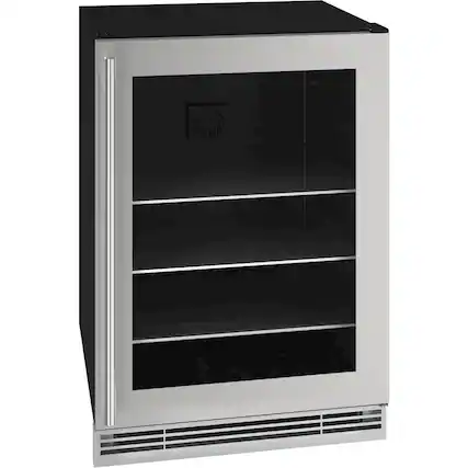 Angle. U-Line - 1 Class 194-Can Beverage Cooler - Stainless Steel.