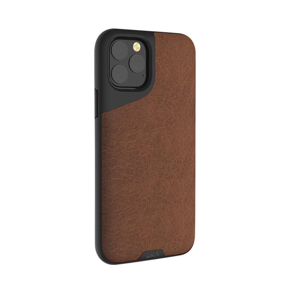 Angle. Mous - Contour Case for Apple® iPhone® 11 Pro Max - Brown Leather.