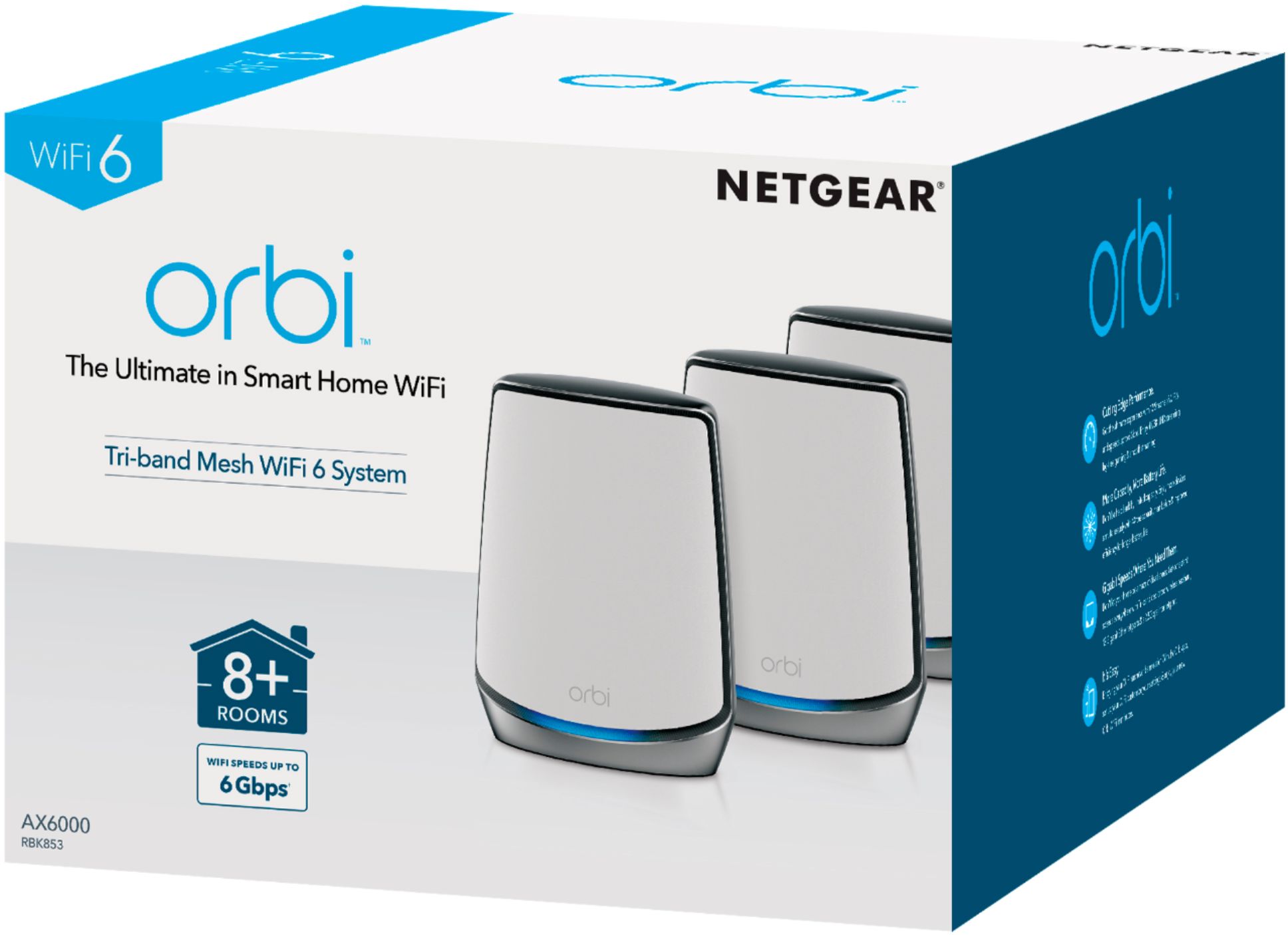 NETGEAR Orbi AX6000 Tri-Band Mesh WiFi 6 System (3-pack) White  RBK853-100NAS - Best Buy
