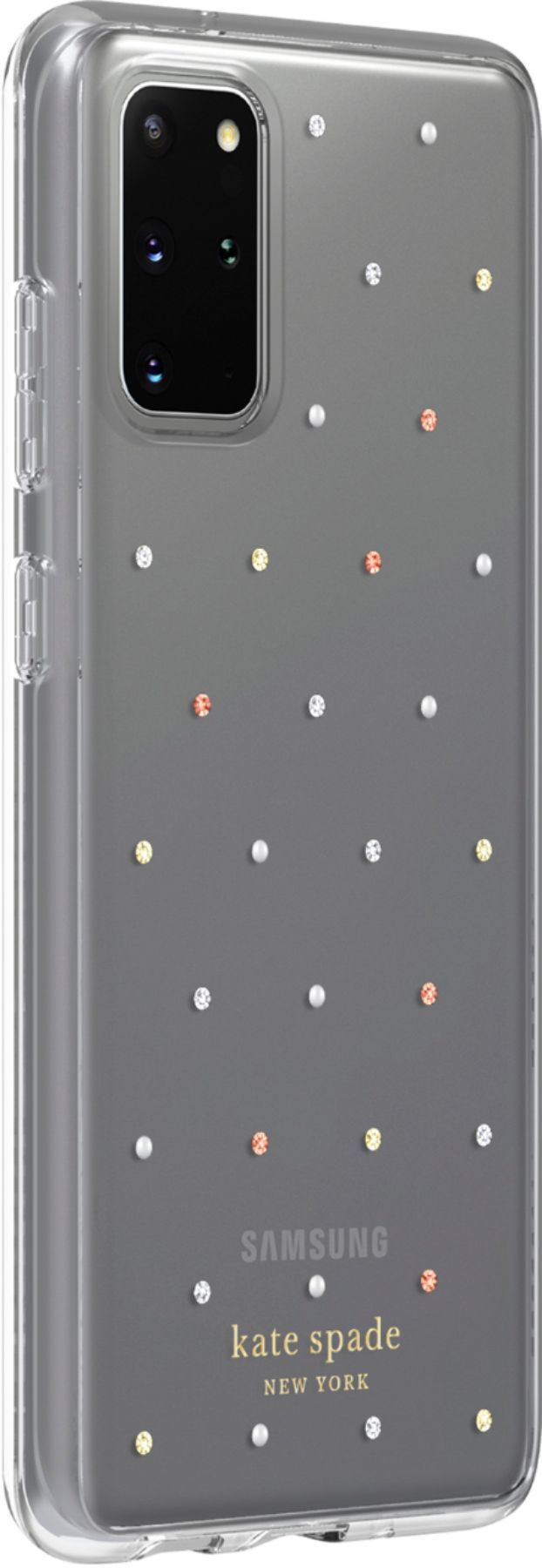 Angle View: kate spade new york - Protective Hard-Shell Case for Samsung Galaxy S20+ 5G - Pin Dot Gems/Pearls/Clear